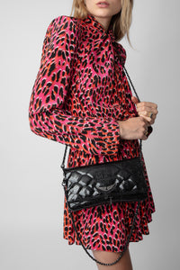 Pochette Rock Glossy Wild matelassée en cuir - Noir