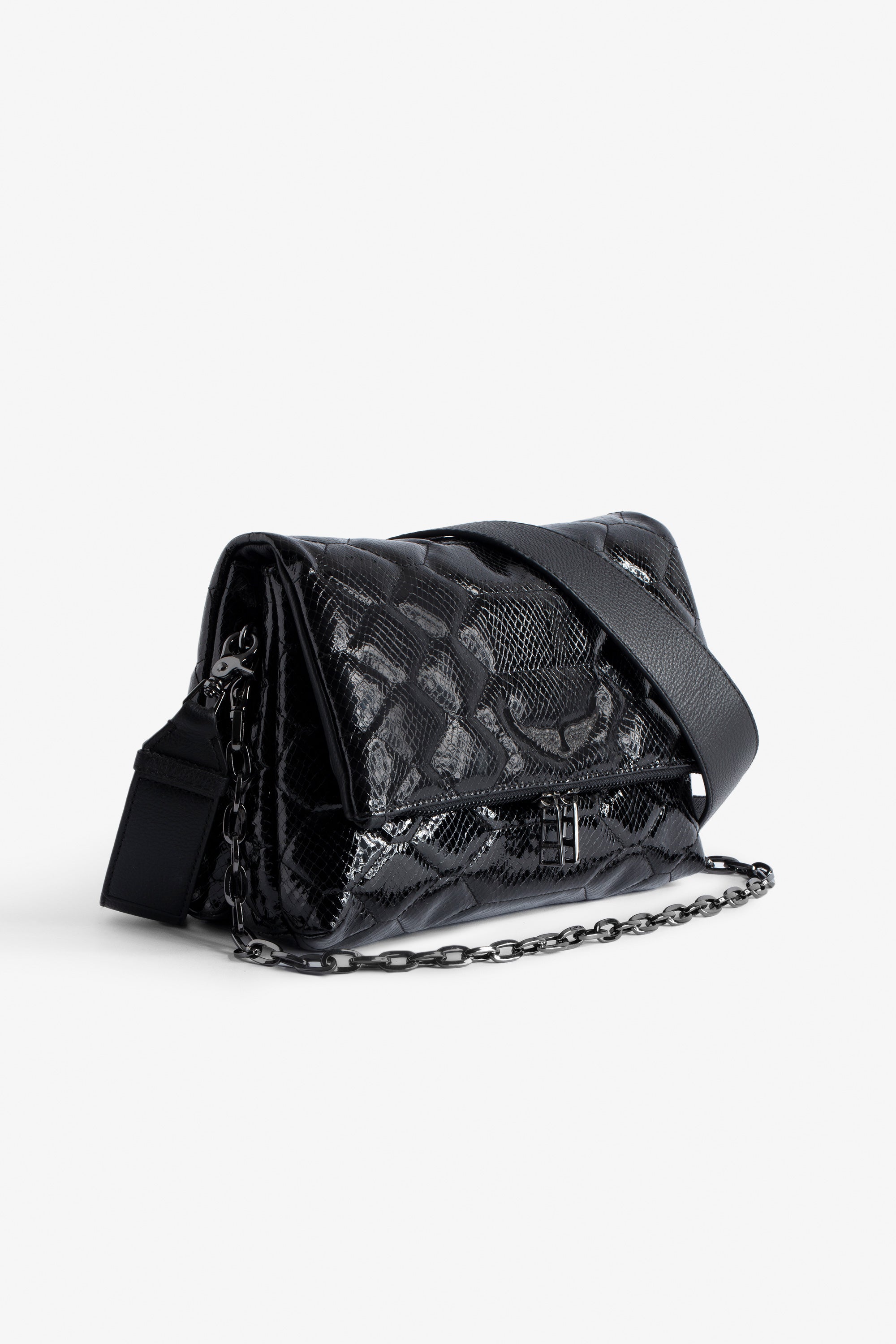 Sac Rocky Glossy Wild matelassé en cuir - Noir