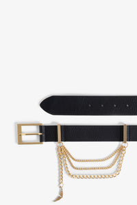 Ceinture Rock Chain en cuir - Noir