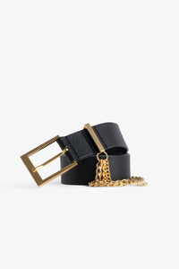 Ceinture Rock Chain en cuir - Noir