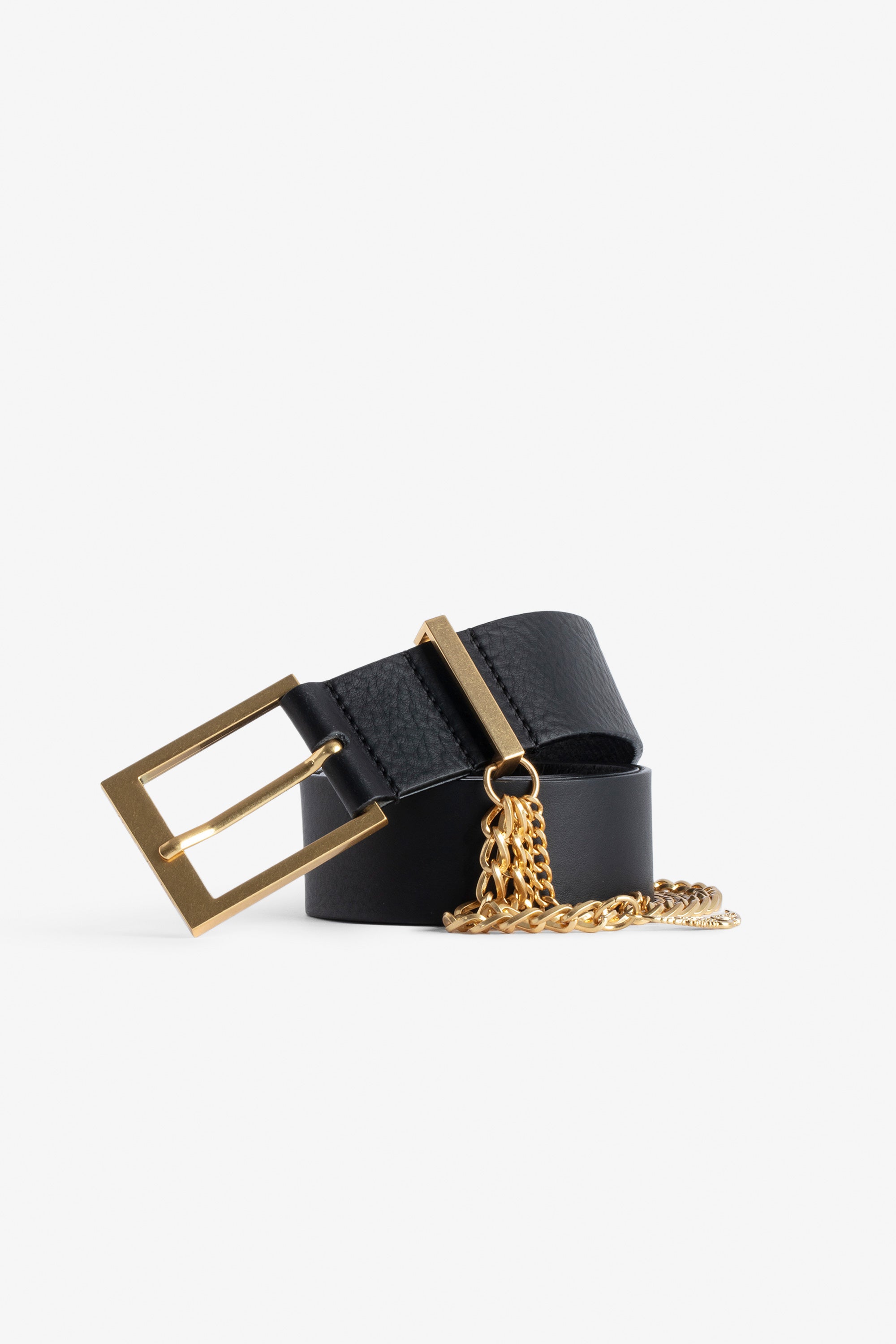 Ceinture Rock Chain en cuir - Noir