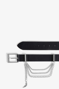 Ceinture Rock Chain Glossy Wild en cuir - Noir