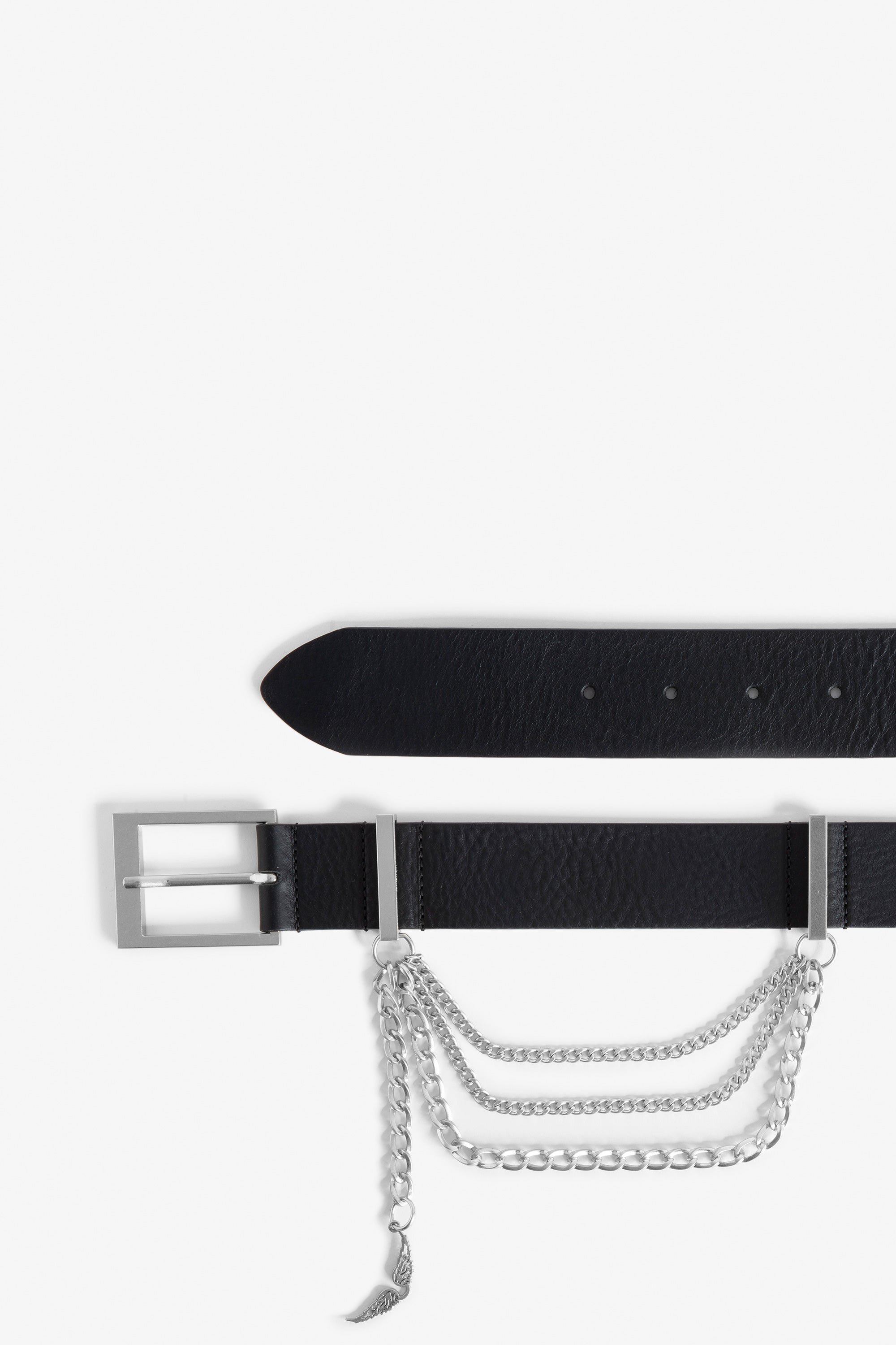 Ceinture Rock Chain Glossy Wild en cuir - Noir