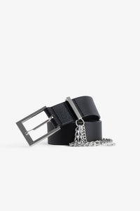 Ceinture Rock Chain Glossy Wild en cuir - Noir