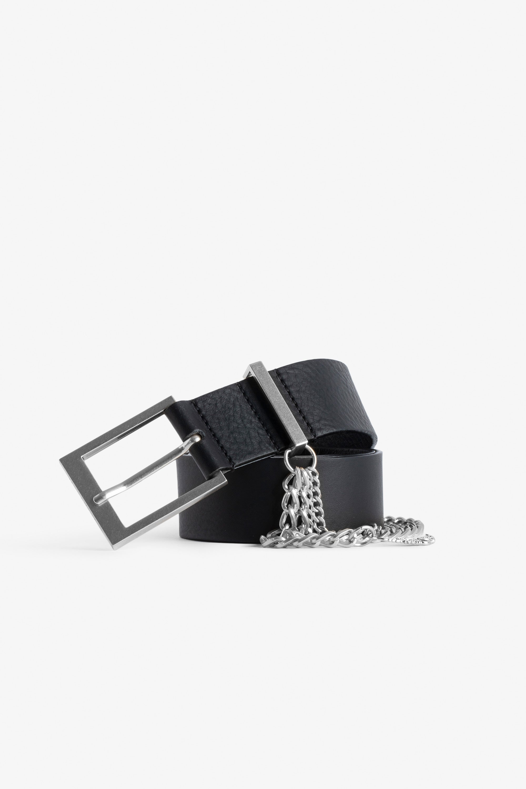 Ceinture Rock Chain Glossy Wild en cuir - Noir