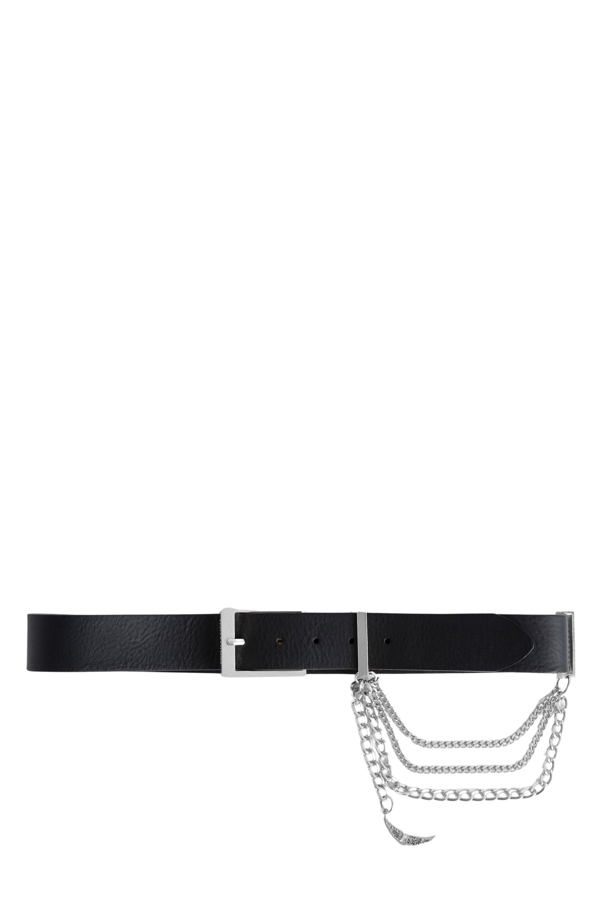 Ceinture Rock Chain Glossy Wild en cuir - Noir