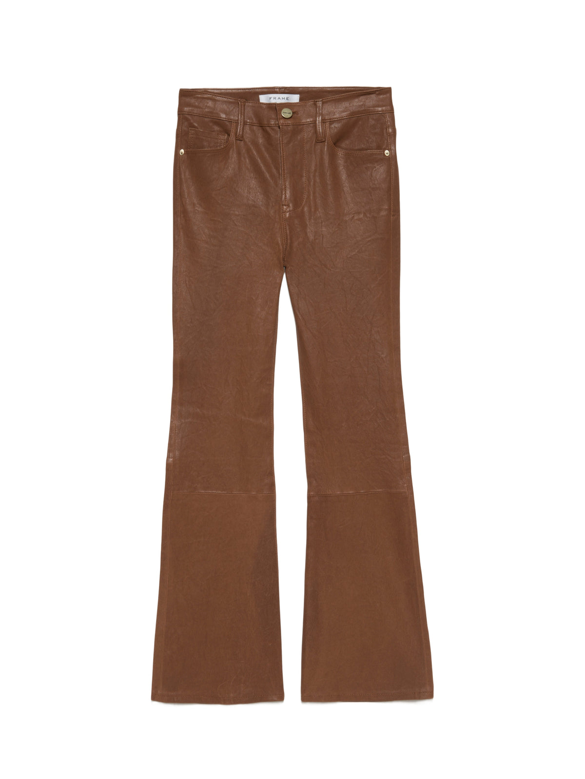 Crop Mini Boot Leather Trousers - Tobacco