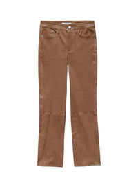 High-waisted straight-leg leather trousers - Latte