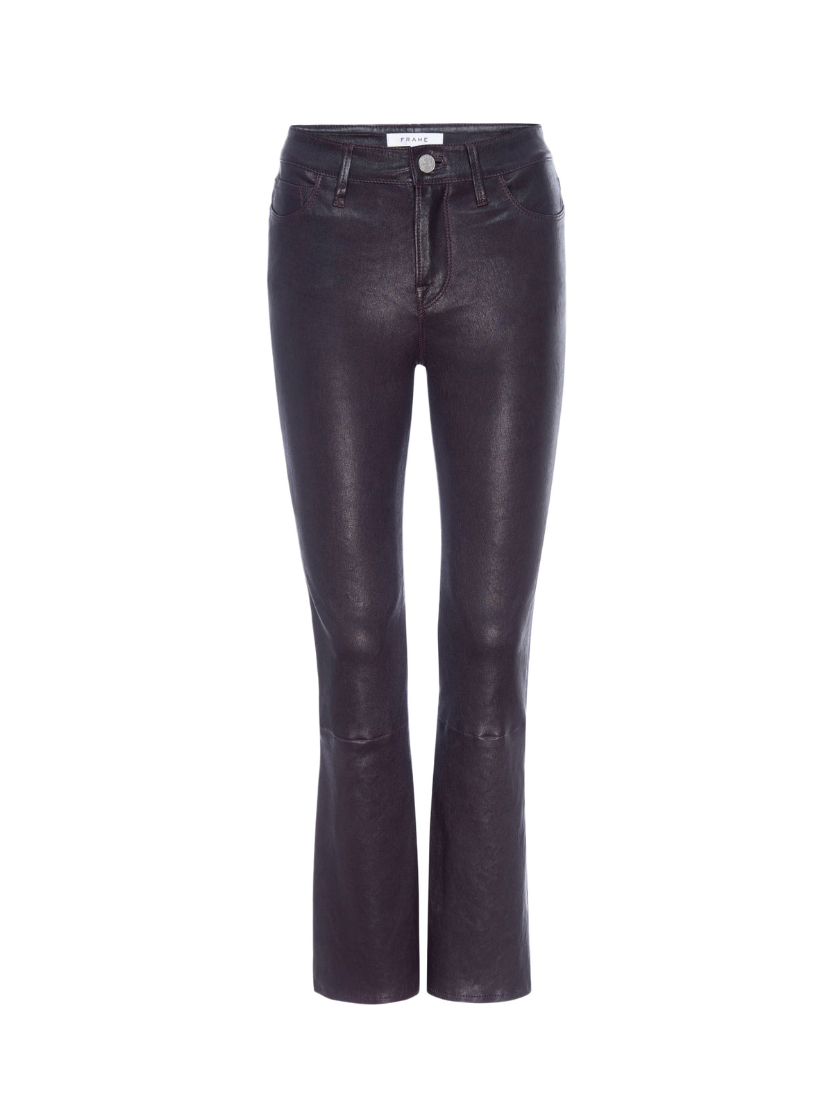 Pantalon Crop Mini Boot en cuir - Plum