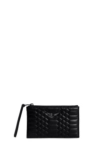 Porte-clés Small LG Key Pouch en cuir mat effet scale - Noir