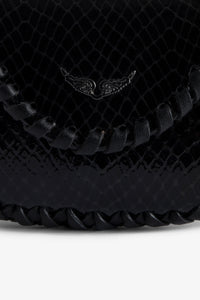 Pochette Secret Glossy Wild Embossé en cuir - Noir