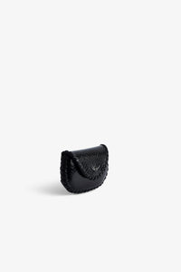 Pochette Secret Glossy Wild Embossé en cuir - Noir