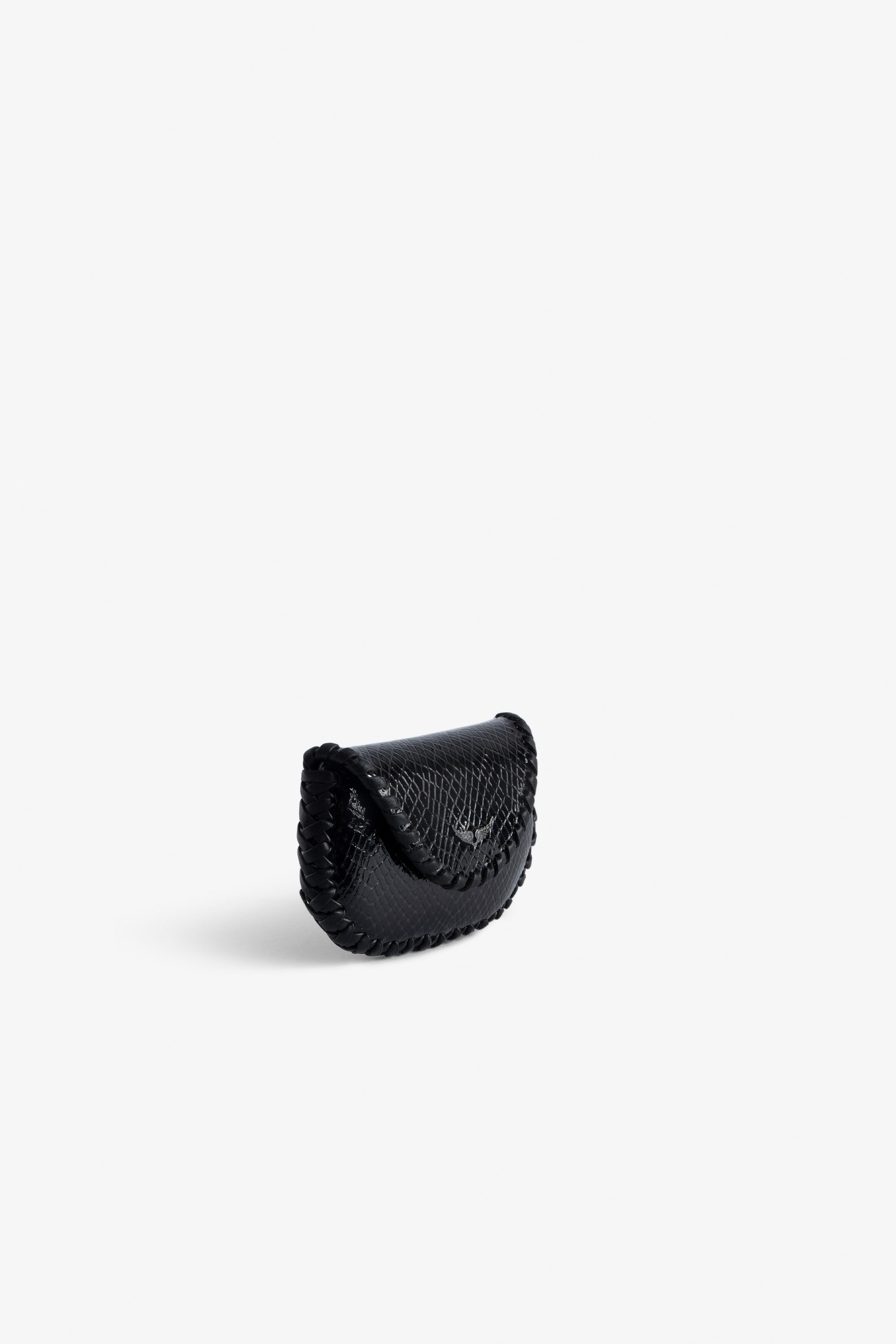 Pochette Secret Glossy Wild Embossé en cuir - Noir