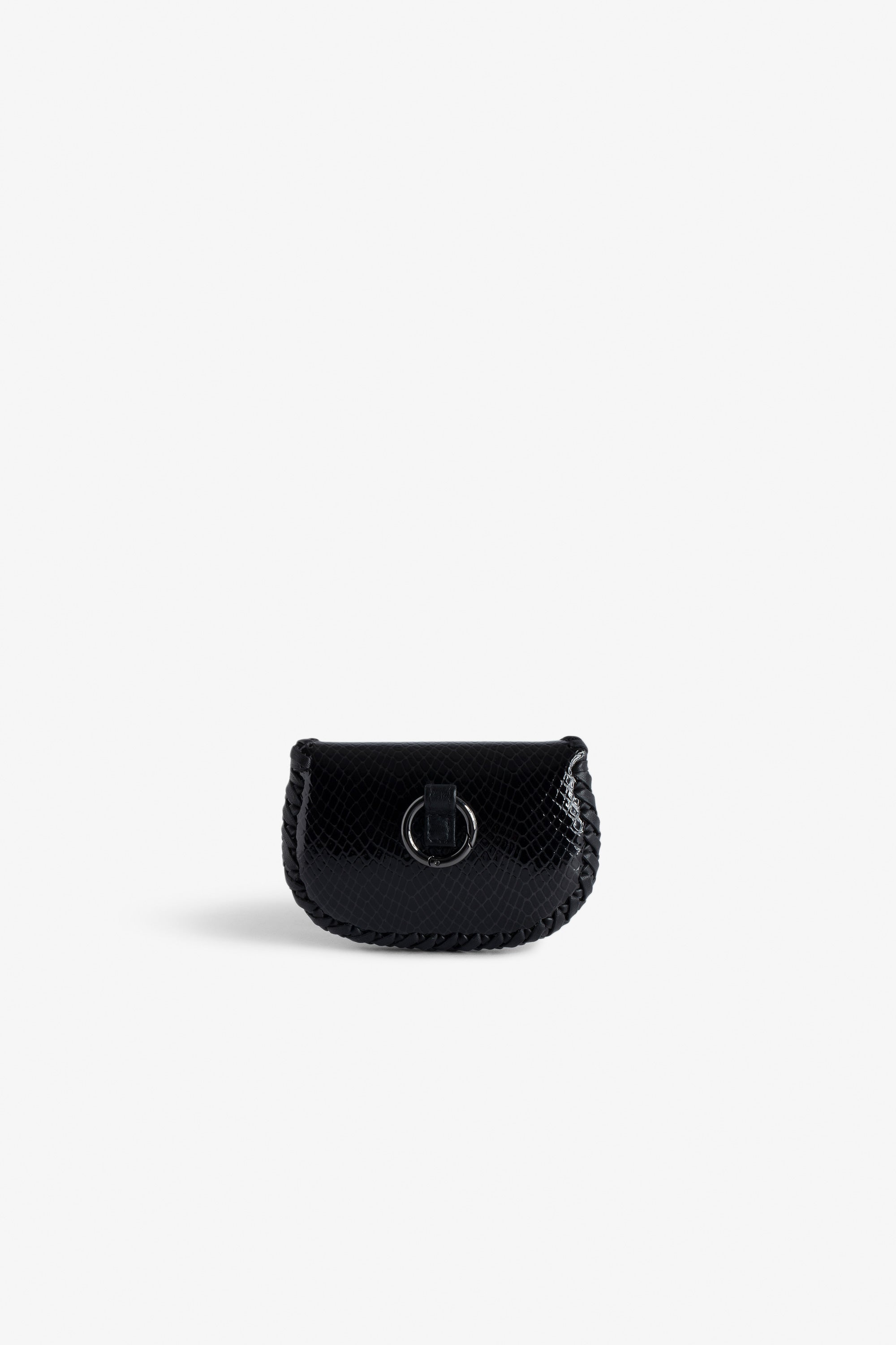 Pochette Secret Glossy Wild Embossé en cuir - Noir