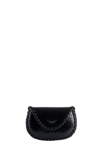 Pochette Secret Glossy Wild Embossé en cuir - Noir