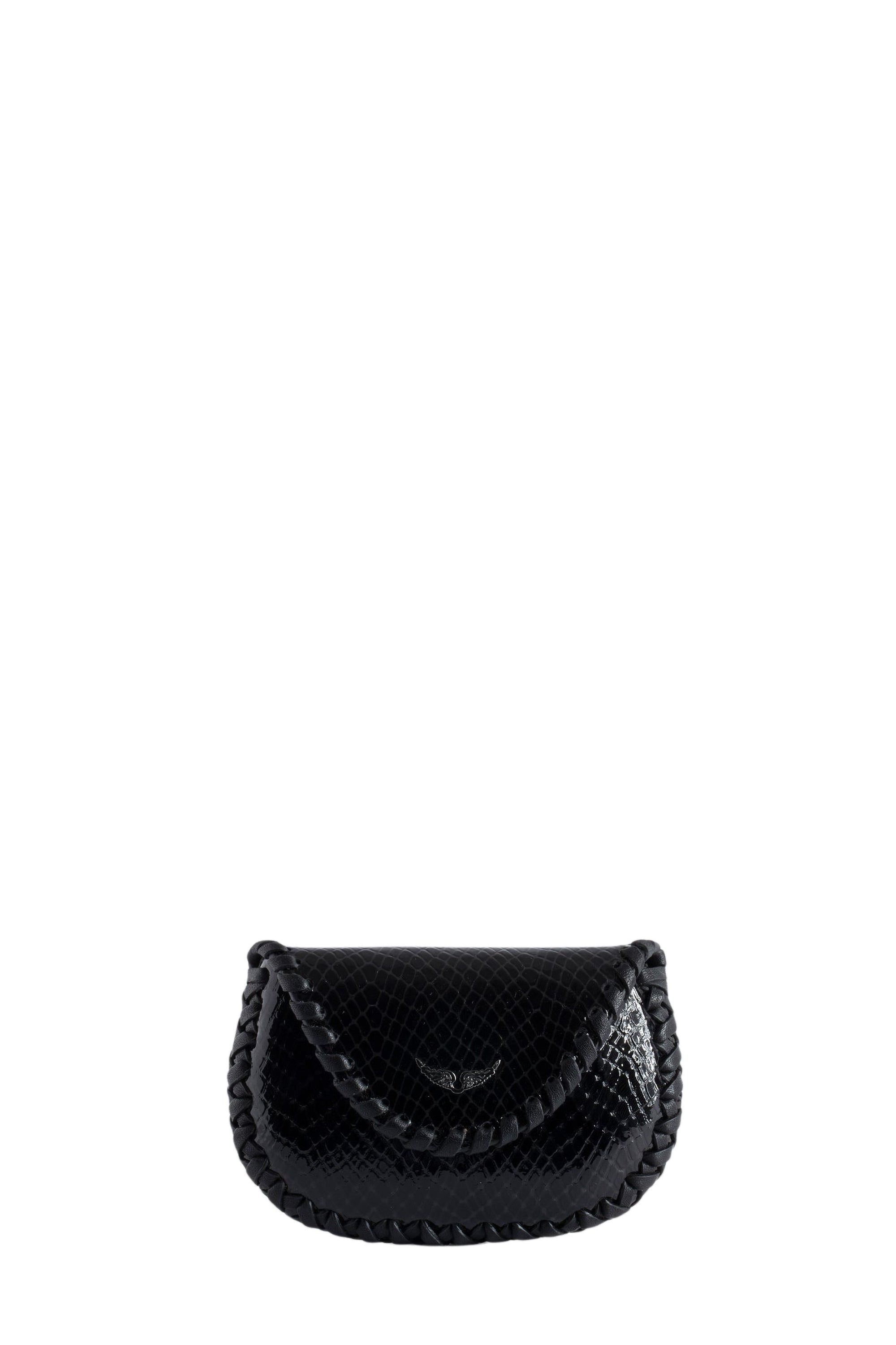 Pochette Secret Glossy Wild Embossé en cuir - Noir