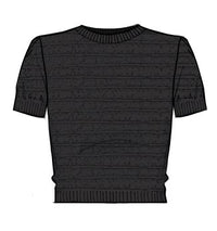 SMOCKED S/S SWEATERBLACK