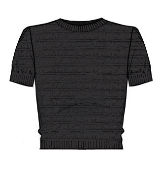 SMOCKED S/S SWEATERBLACK