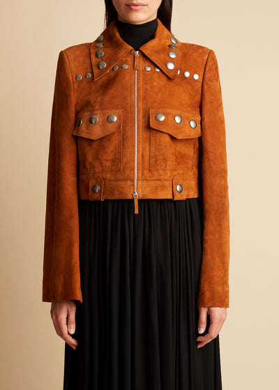 Lyle jacket in leather - Cognac
