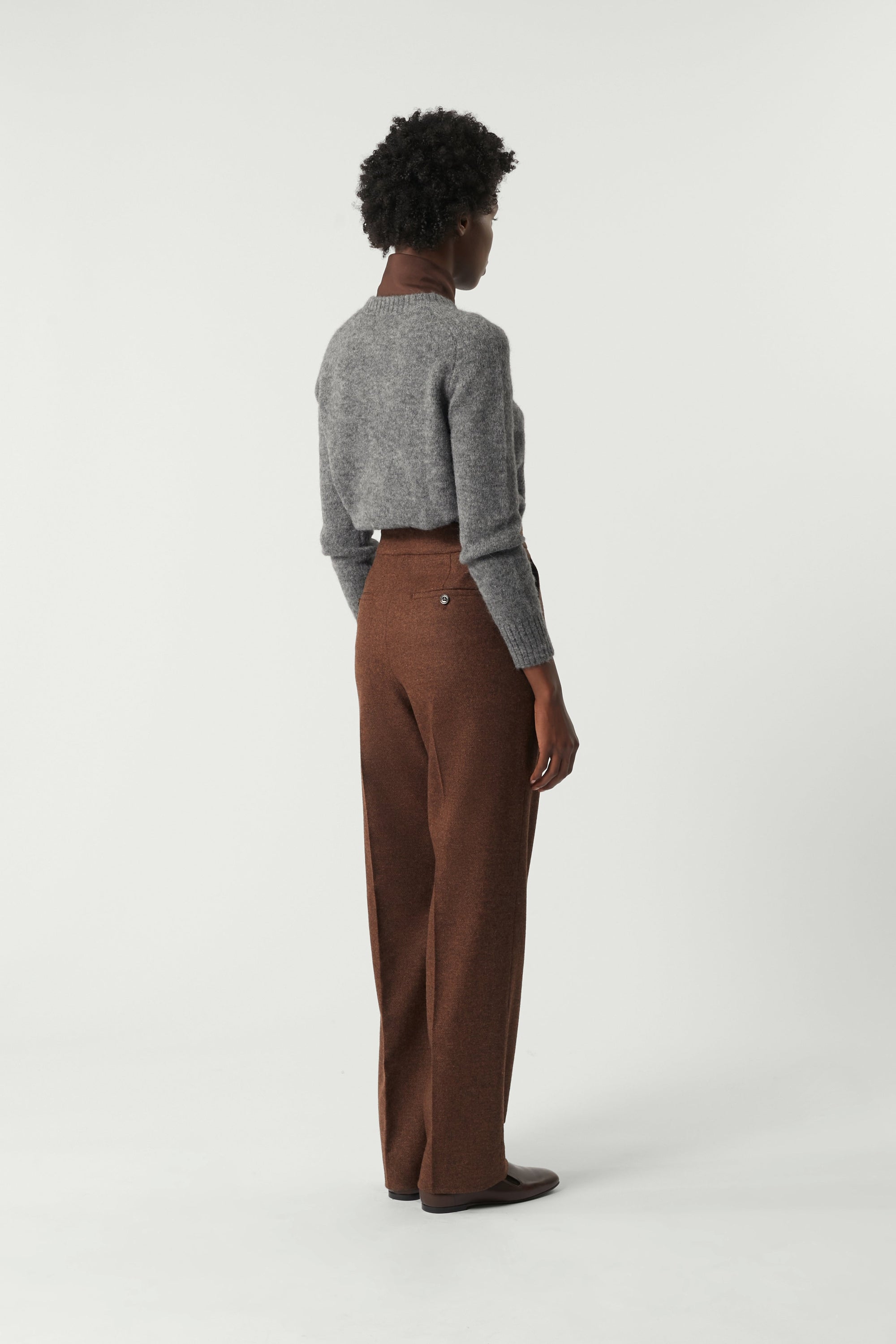 MARRON _ Pantalon Samuel en laine - Marron