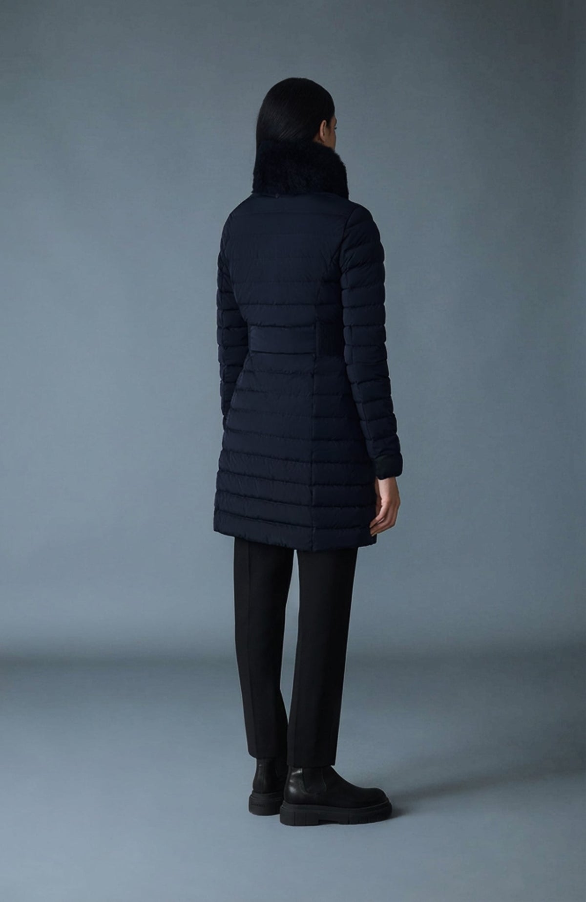 Navy Ladies Light Down Coat