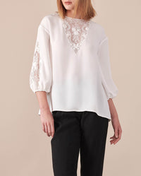 Blouse Lysandra à dentelle - White