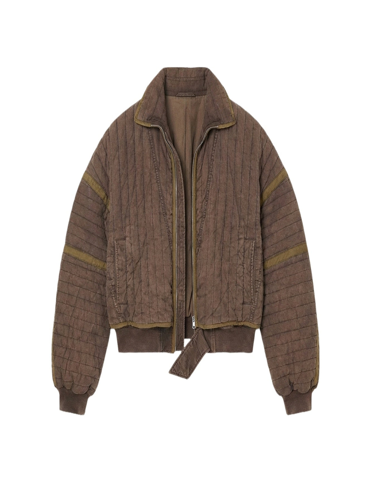 ACID BROWN // brown quilted cargo jacket