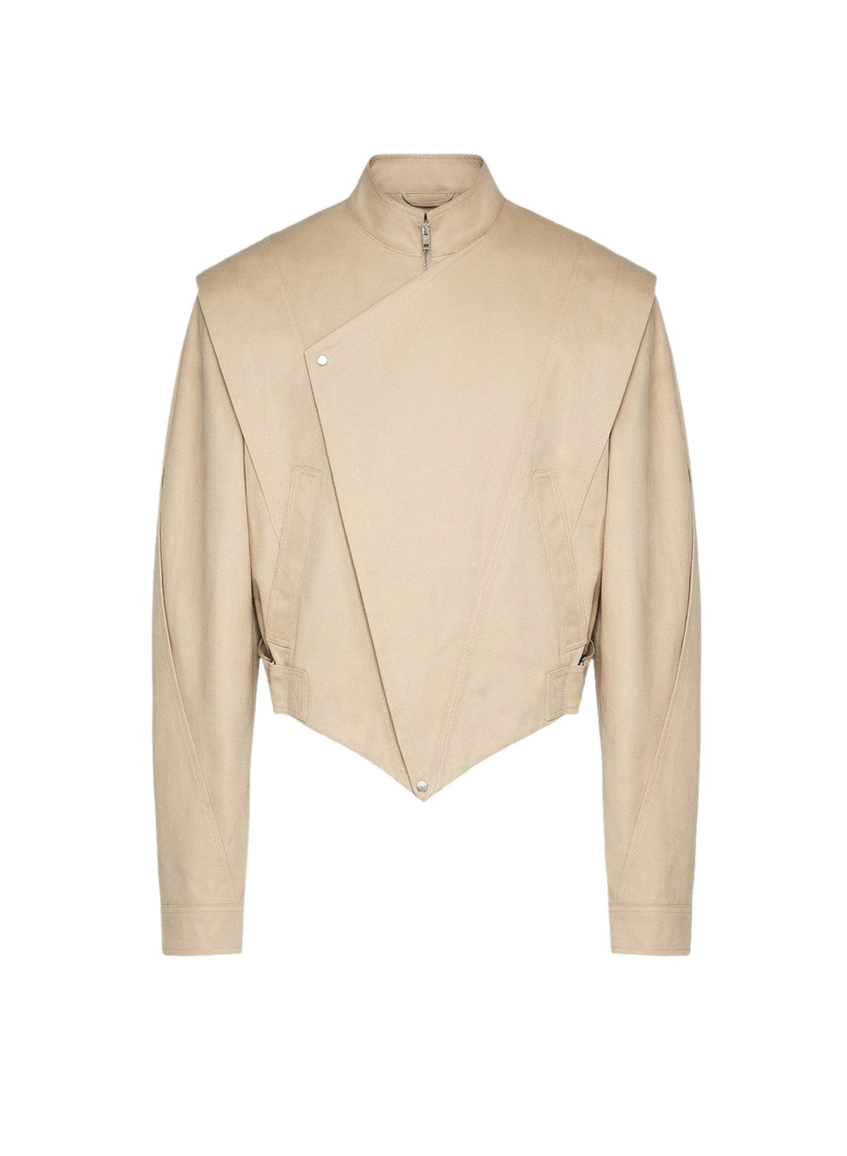 BEIGE // beige asymmetric officer jacket