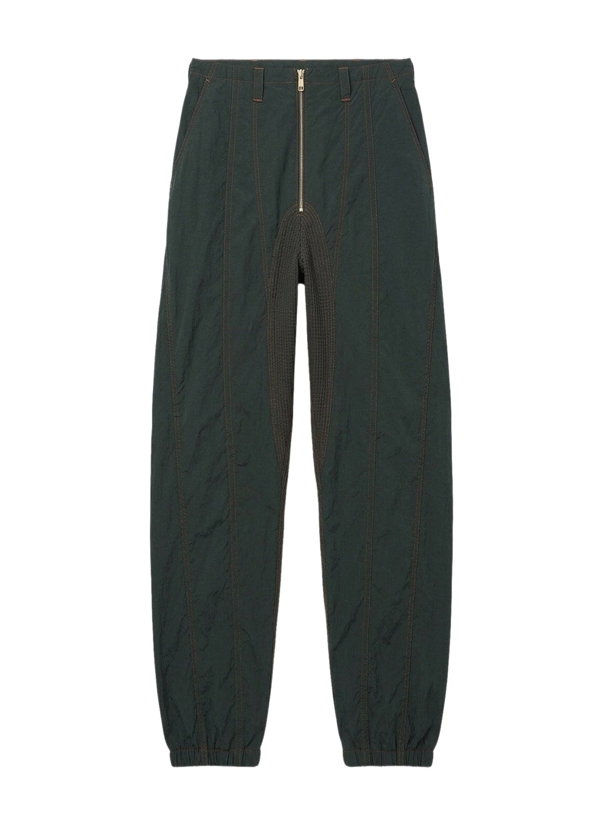 SLATE GREEN // green stitched parachute pants