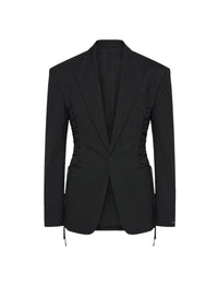 BLACK // black laced up tailored jacket