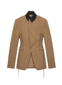 DARK BEIGE // beige laced up tailored jacket