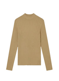 DARK BEIGE // beige boning detail knit top