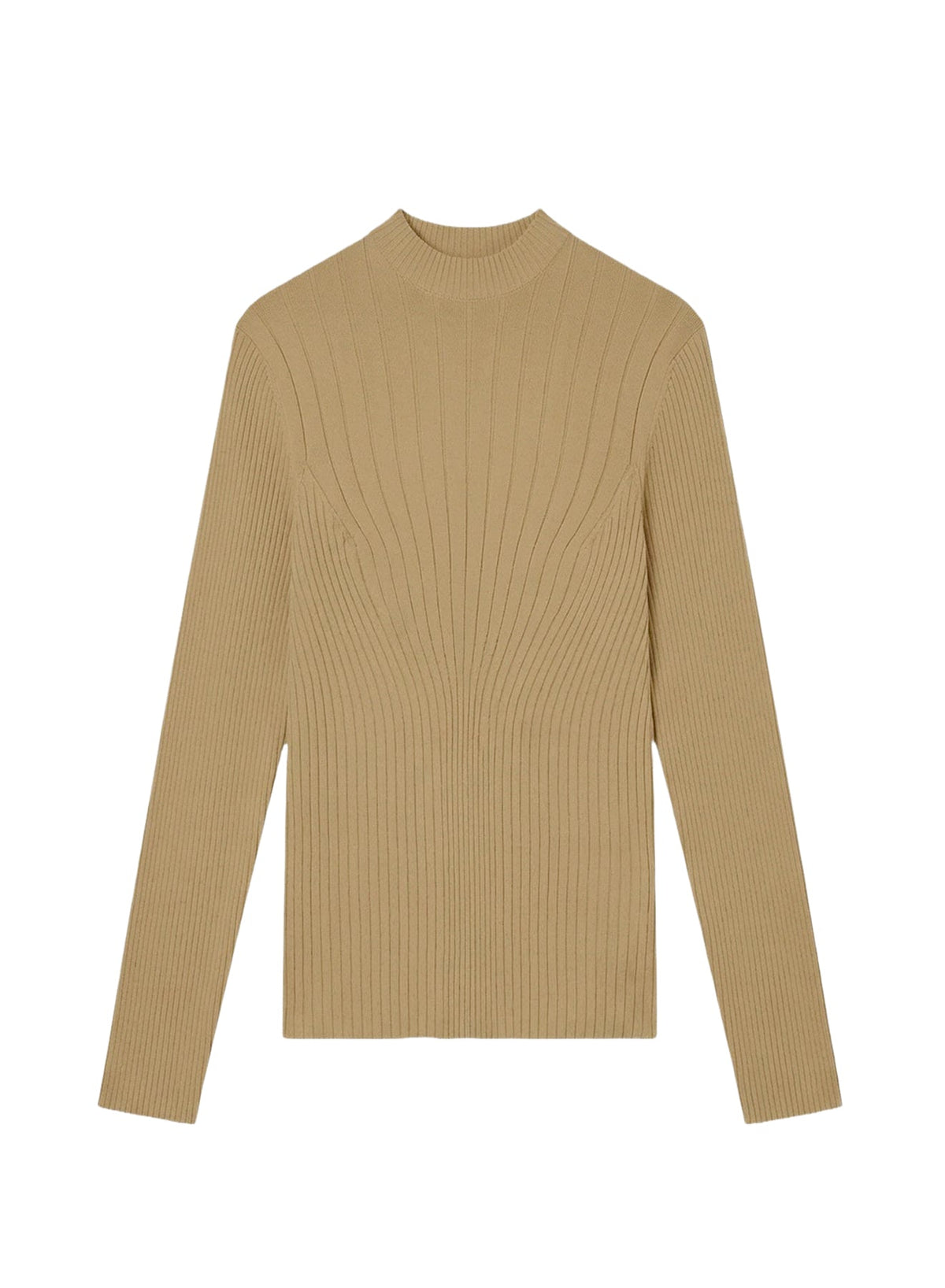DARK BEIGE // beige boning detail knit top