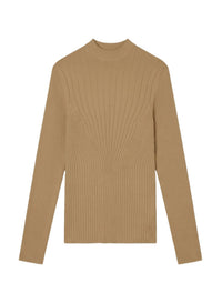 DARK BEIGE // beige boning detail knit top