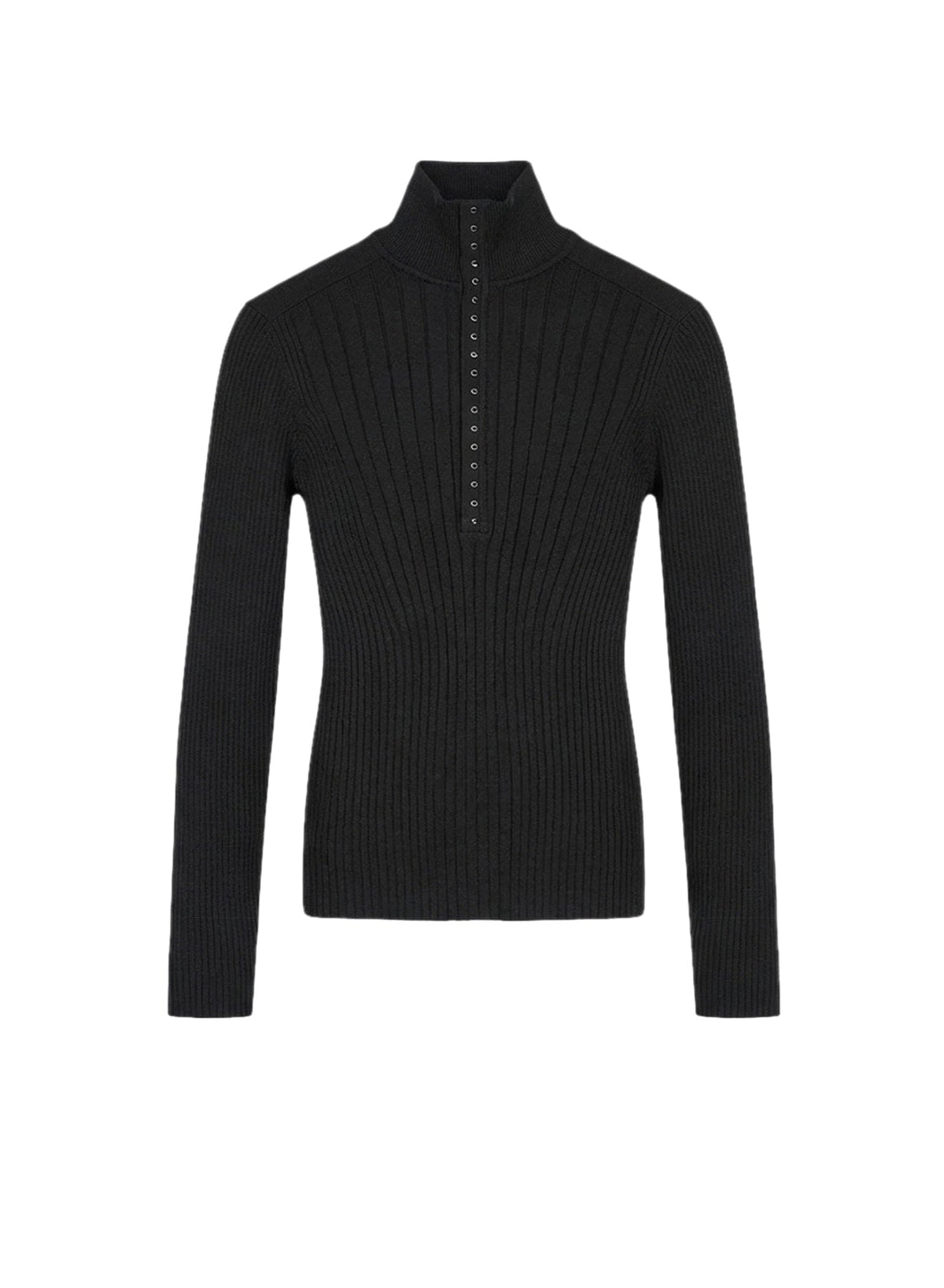 BLACK // black hook-and-eye ribbed top