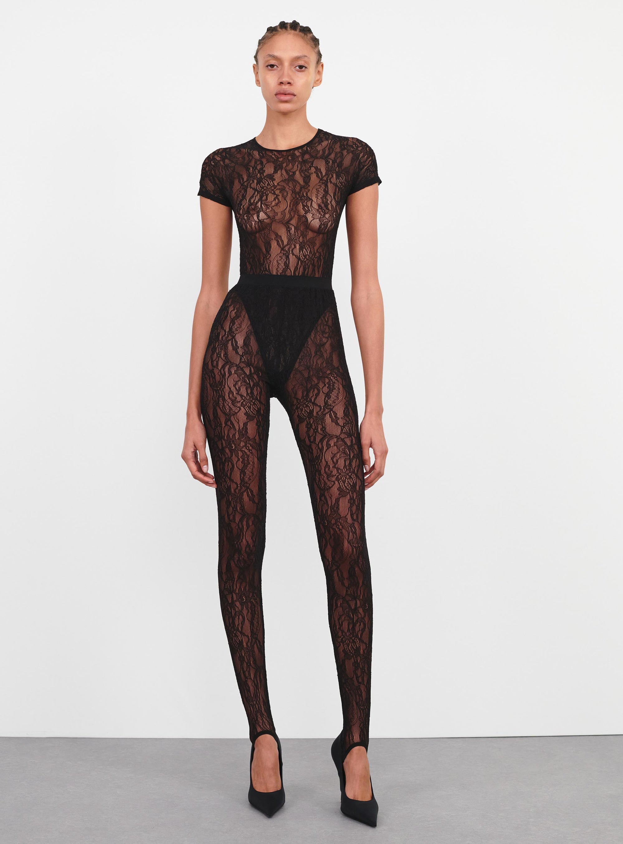 Lace Stirrup Legging - Black
