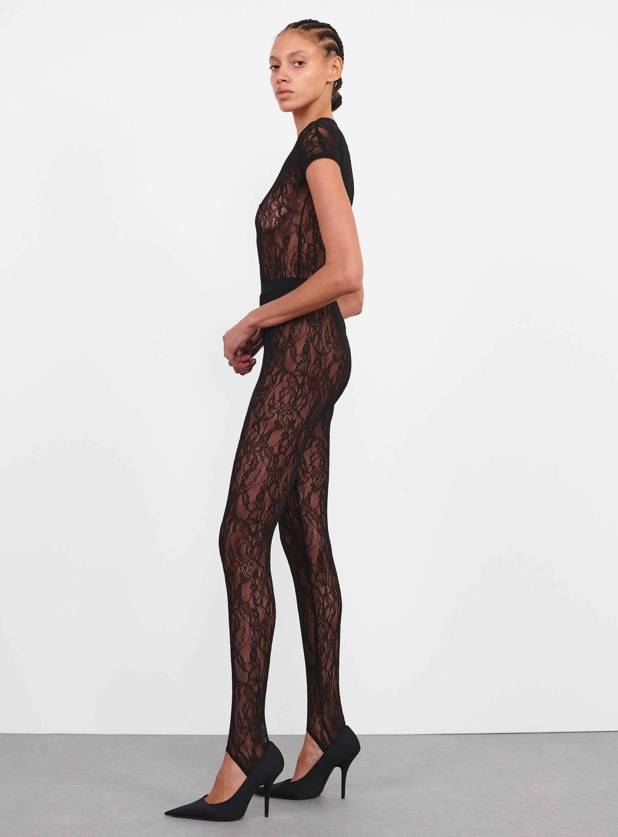 Lace Stirrup Legging - Black