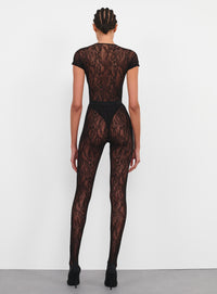 Lace Stirrup Legging - Black