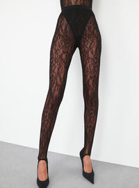 Lace Stirrup Legging - Black