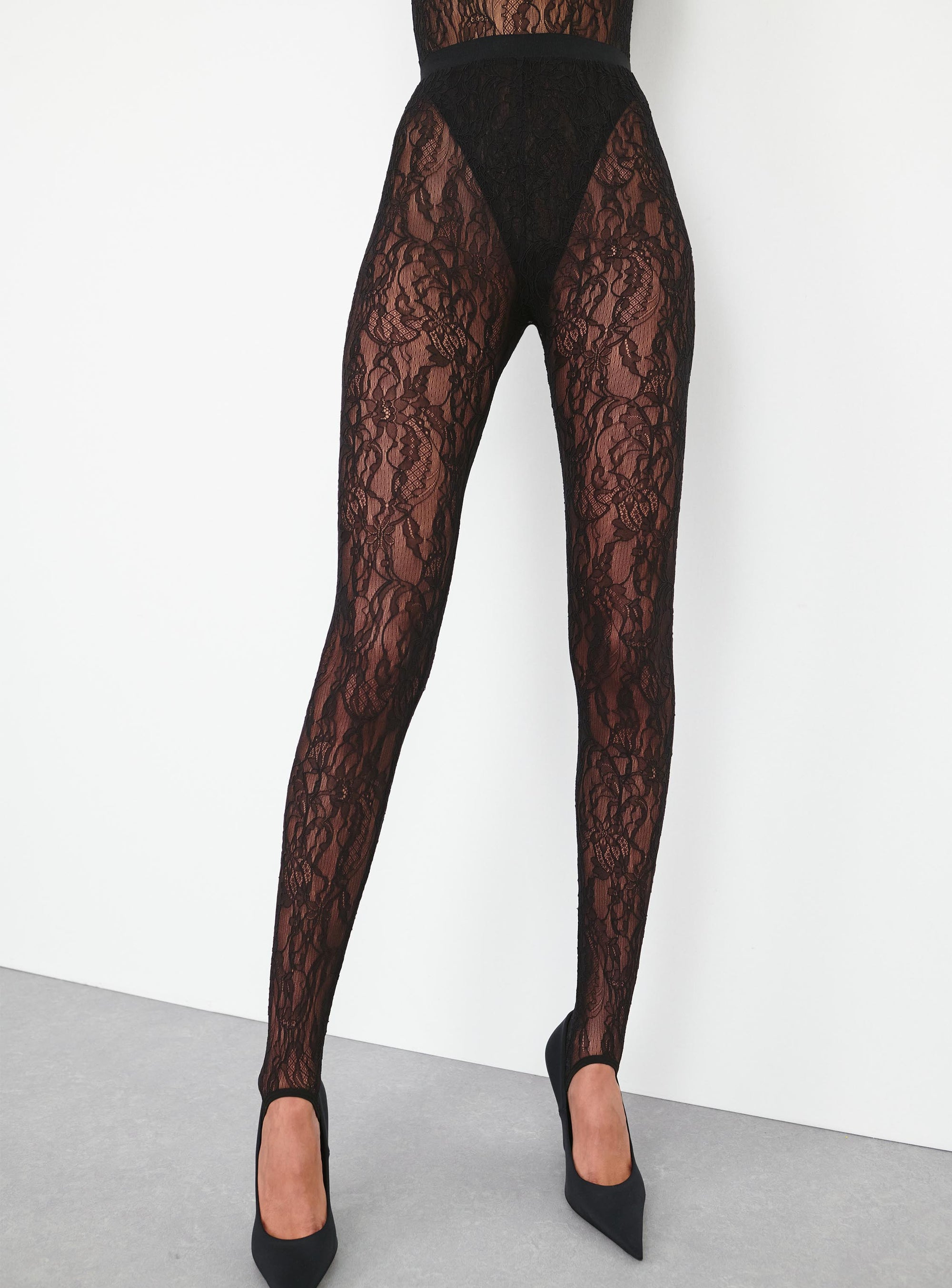 Lace Stirrup Legging - Black
