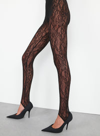 Lace Stirrup Legging - Black