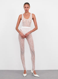Lace Stirrup Legging - White