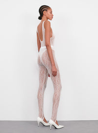 Lace Stirrup Legging - White