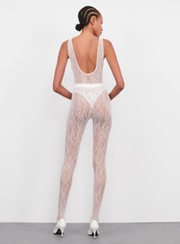 Lace Stirrup Legging - White