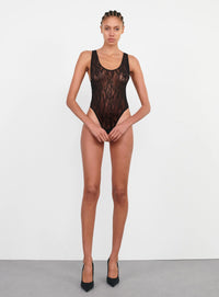Lace Tank Bodysuit - Black