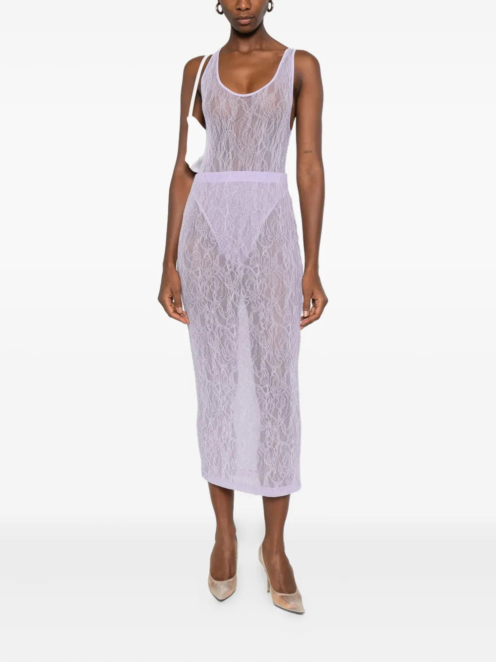 Lace Tank Bodysuit - Lilac