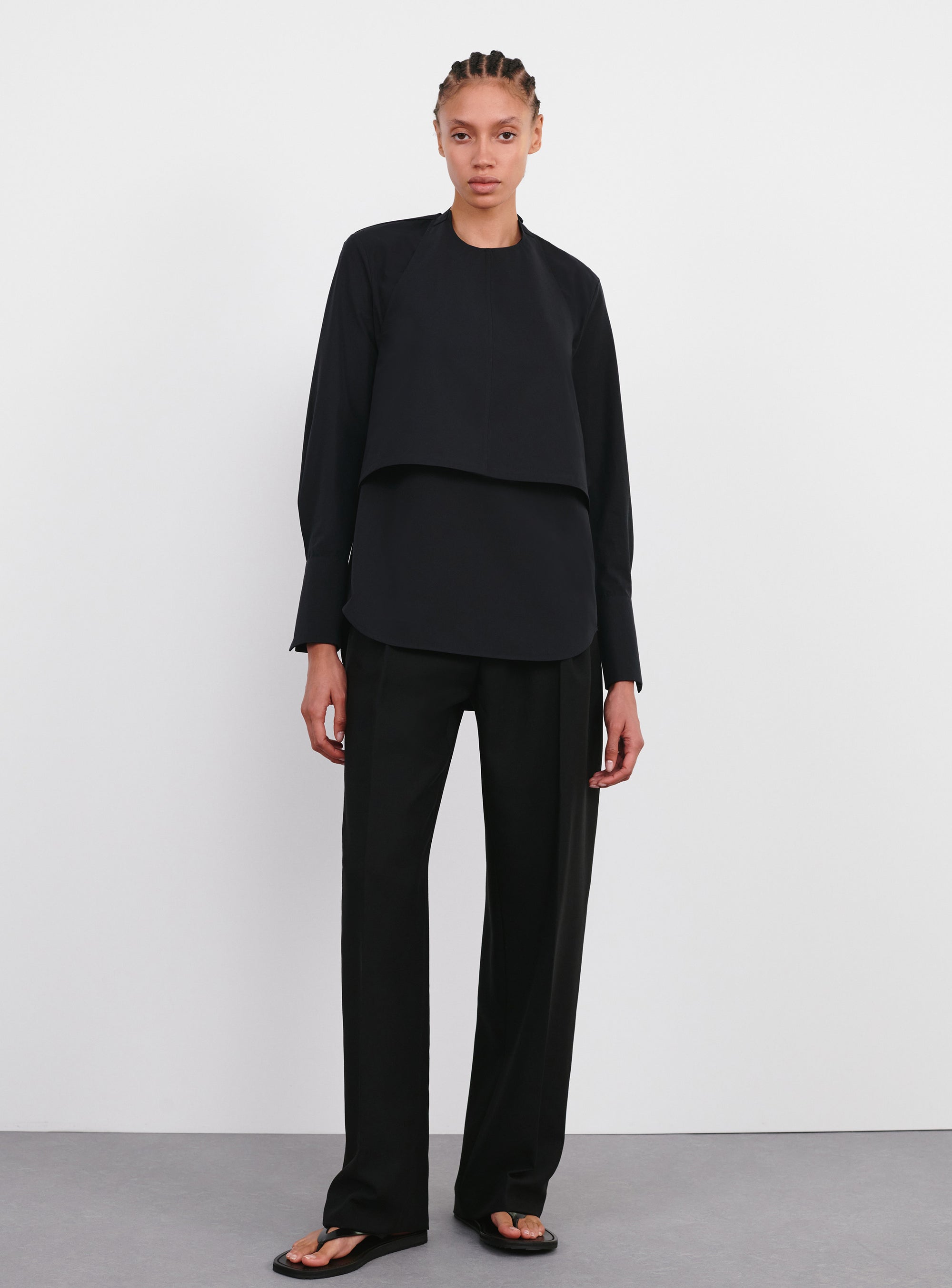 Layered Halter Shirt - Black