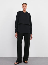 Layered Halter Shirt - Black