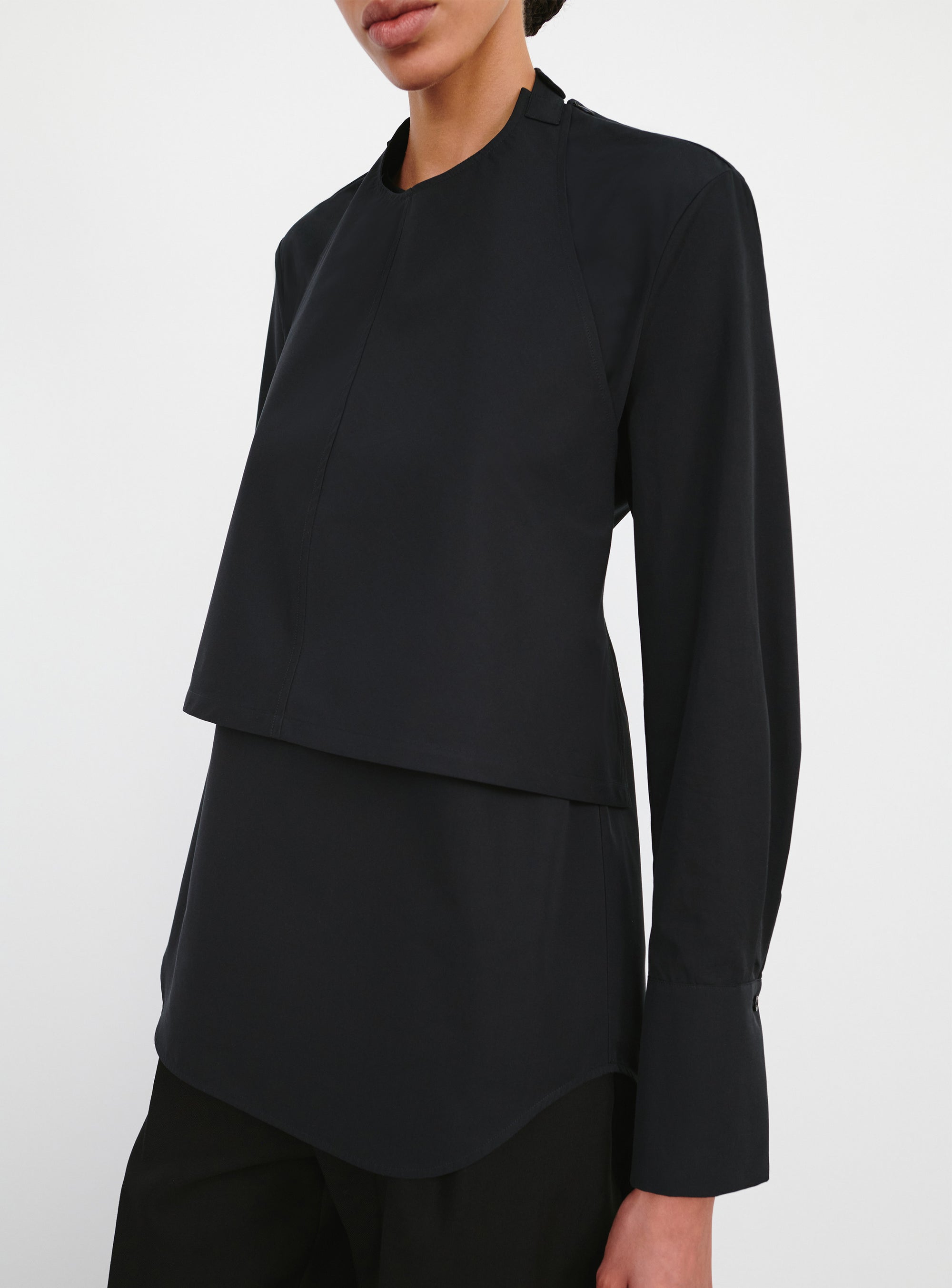 Layered Halter Shirt - Black