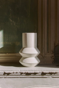 Vase Leandro en céramique tâchetée - Blanc
